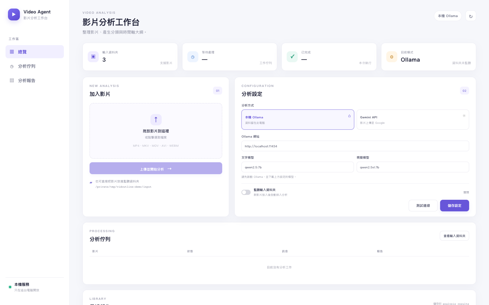 VidOutline: 本机分析控制台